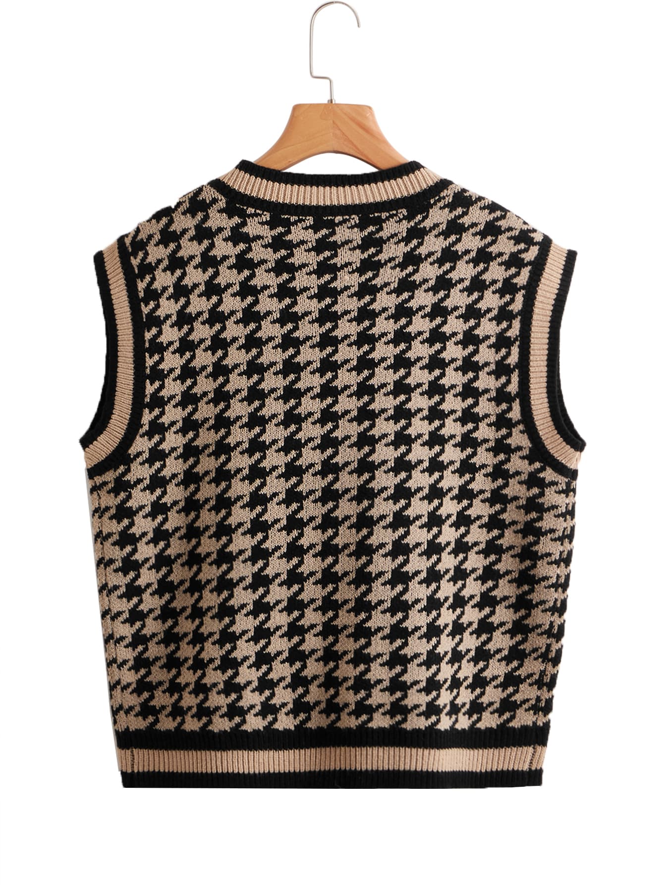 V-neck Houndstooth Sweater Vest