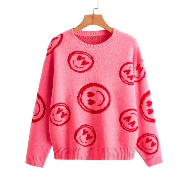 

Smile Pattern Sweater, Watermelon pink