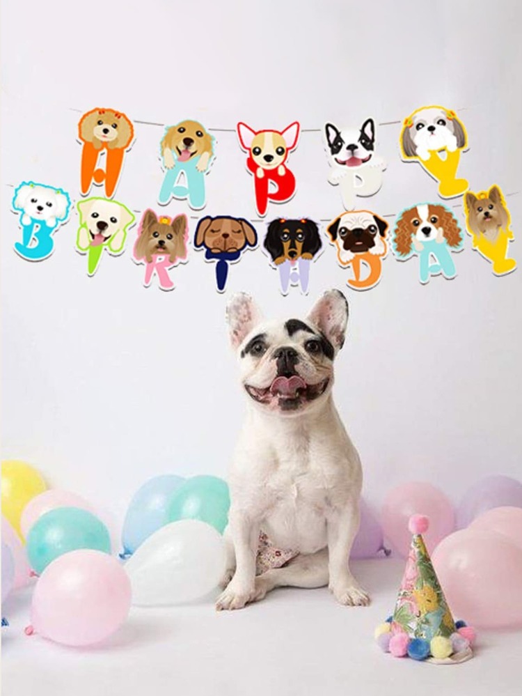 13 piezas decoración de cumpleaños para mascota con estampado de perro de dibujos animados - Multicolor - Añade 3