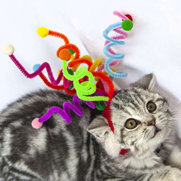 

1pc Twistable Plush Stick Decor Pet Headwear, Multicolor