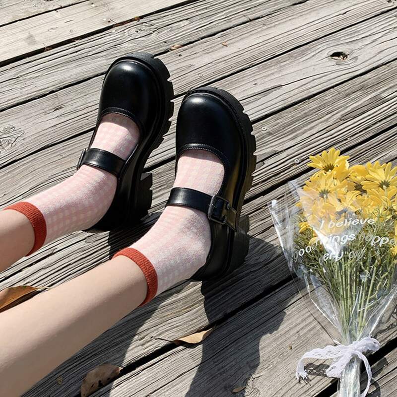 

Metal Buckle Mary Jane Pumps, Black