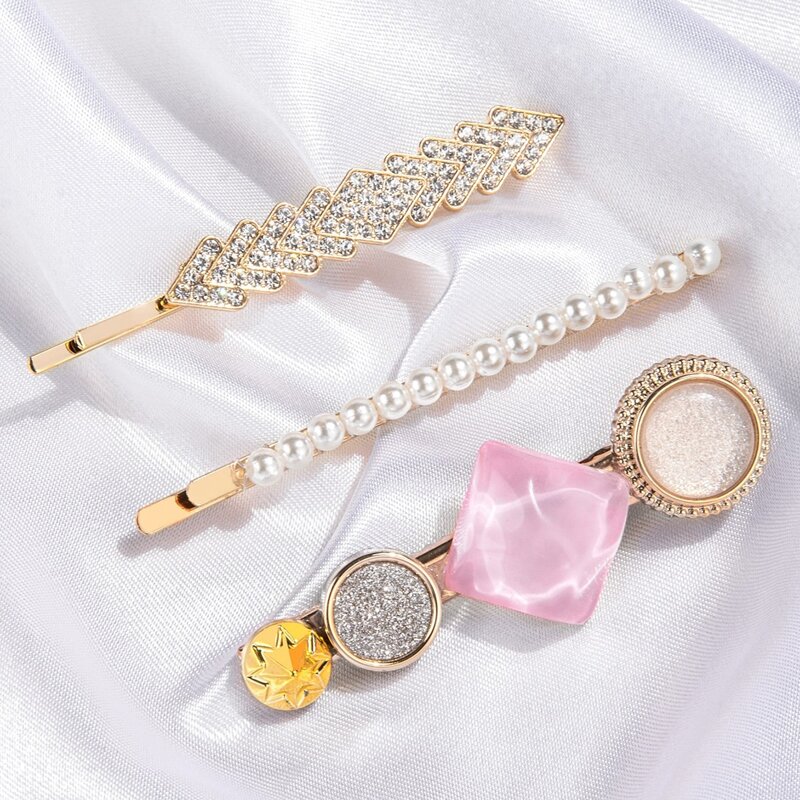 

3pcs Faux Pearl Hair Clip, Multicolor
