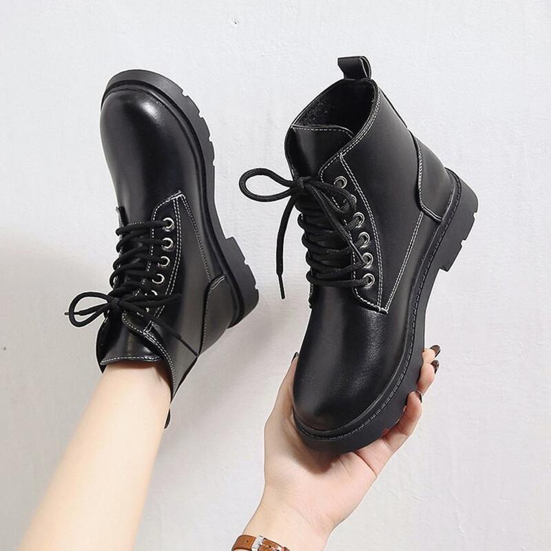 

Lace Up Front Combat Boots, Black