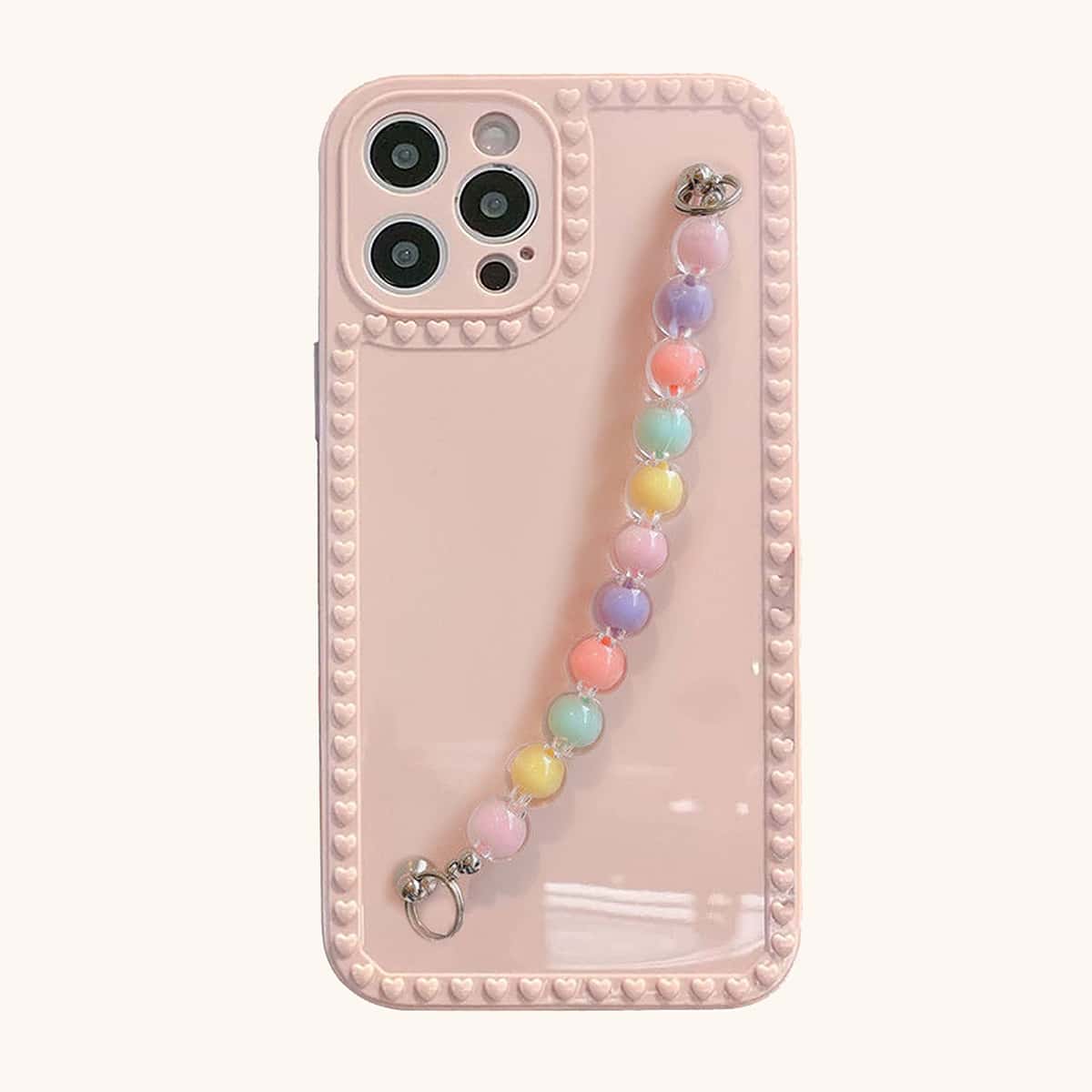 

Heart Pattern Hand Strap Phone Case, Multicolor