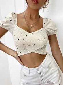 SHEIN Unity Áo nữ Hội Chữ thập Đồ họa Boho - Màu be - Xem 1