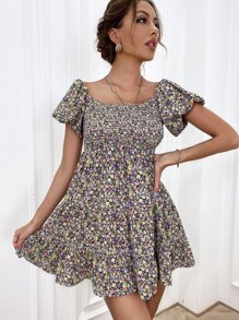 GENKIRA Đầm phân lớp Họa tiết hoa Boho - Nhiều màu - Xem 3