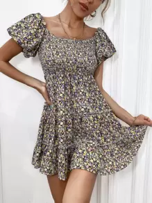 GENKIRA Đầm phân lớp Họa tiết hoa Boho - Nhiều màu - Xem 4