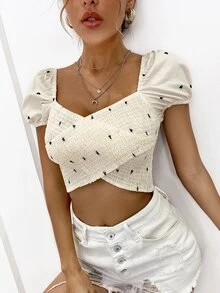 SHEIN Unity Áo nữ Hội Chữ thập Đồ họa Boho - Màu be - Xem 6
