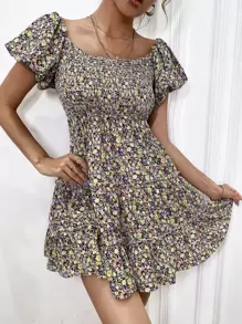 GENKIRA Đầm phân lớp Họa tiết hoa Boho - Nhiều màu - Xem 7