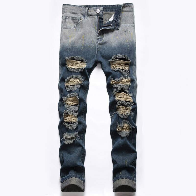 

Guys Washed Ripped Skinny Jeans, Dark wash