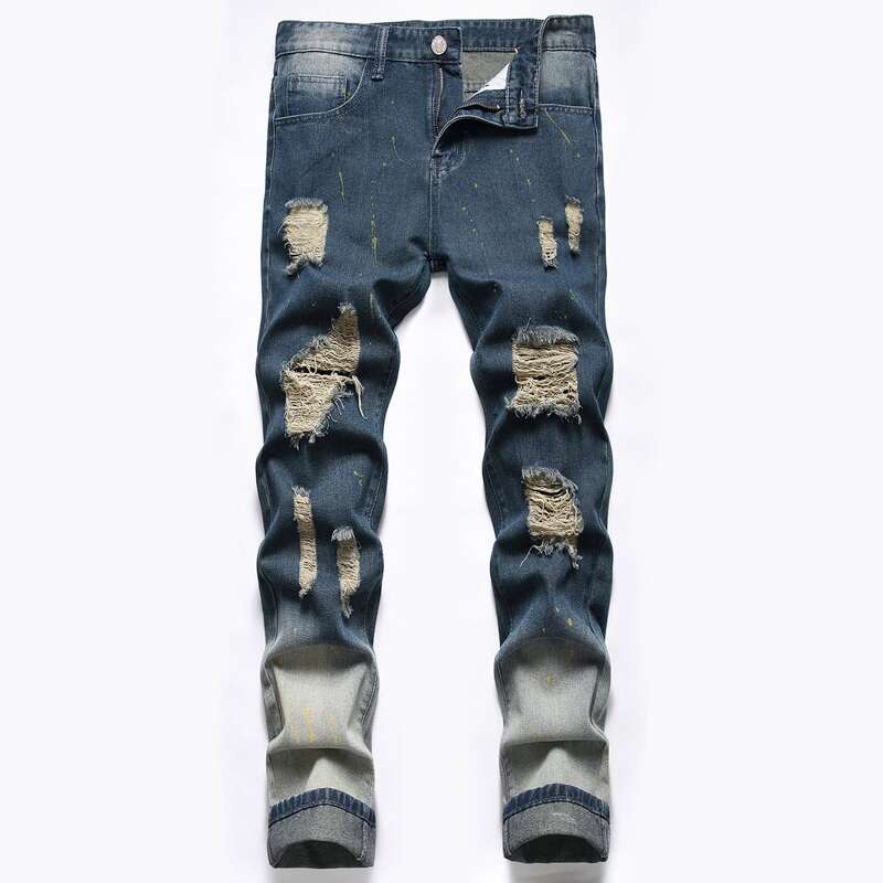 

Guys Washed Ripped Skinny Jeans, Dark wash