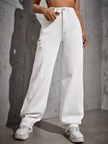 Jeans rotos de cintura alta