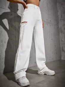 Jeans rotos de cintura alta