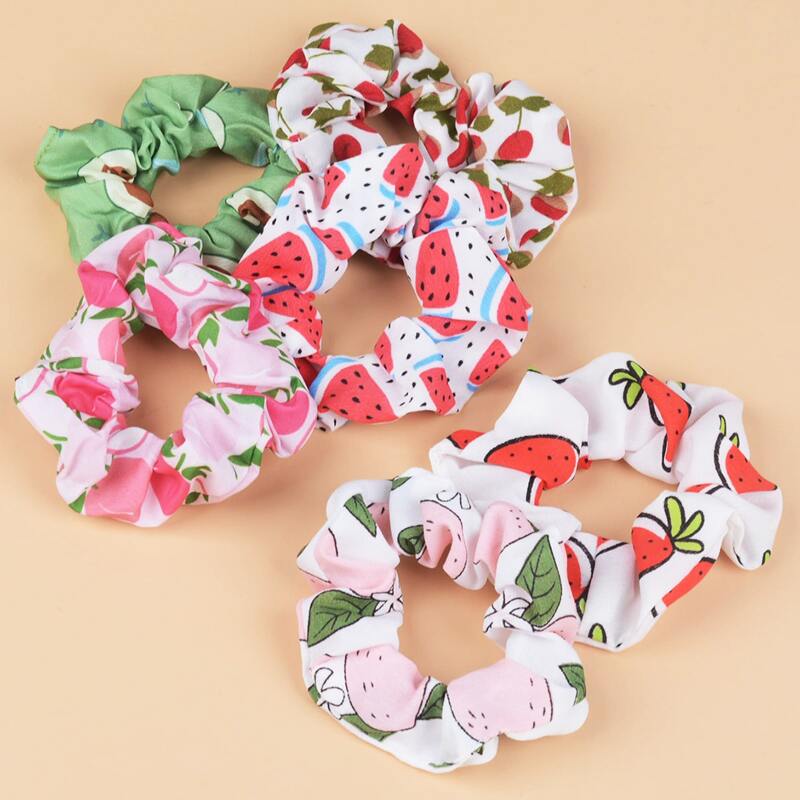 

6pcs Fruit Graphic Scrunchie, Multicolor