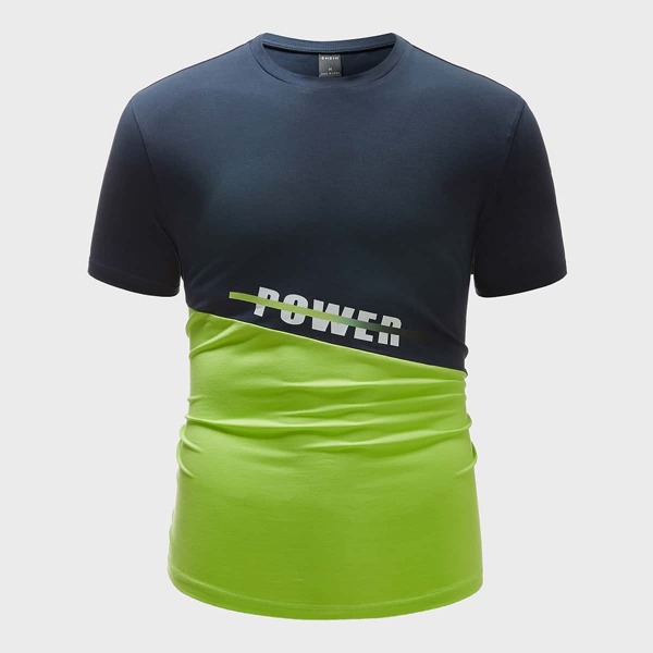 

Men Letter Graphic Color Block Tee, Multicolor