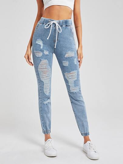 Ripped Detail Jogger Jeans