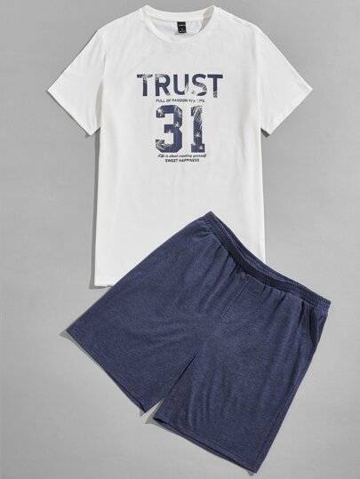 SHEIN Men Letter Graphic Lounge Set