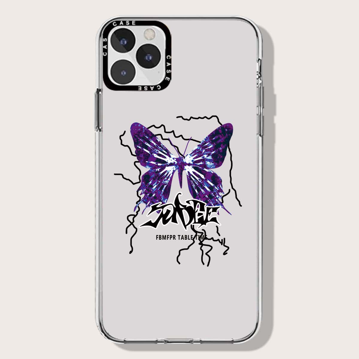 

Butterfly Print Phone Case, Clear