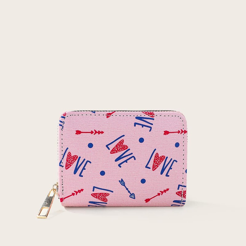 

Letter Graphic Zip Purse, Pink