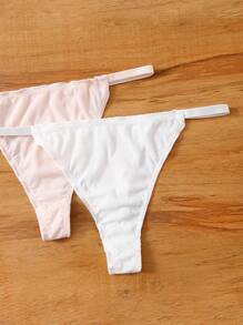 4件裝羅紋生菜飾邊內褲套裝 - 彩色 - 查看 4