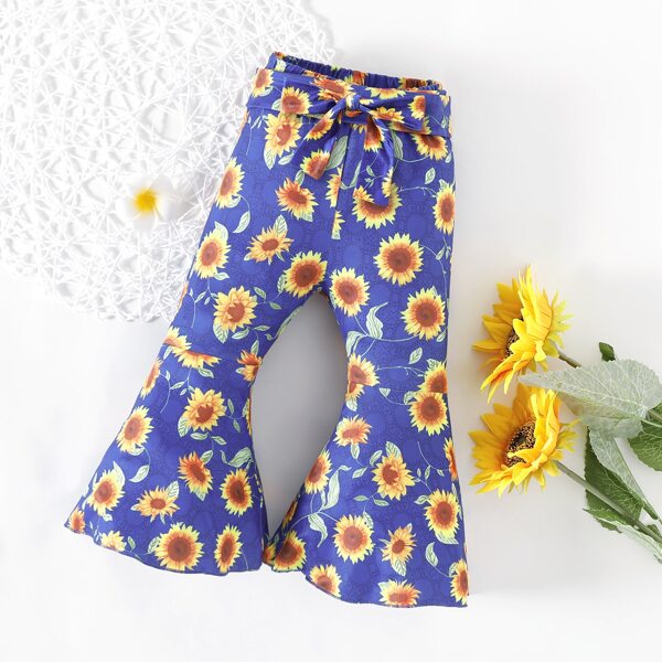 

Baby Girl Allover Sunflower Tie Front Pants, Multicolor