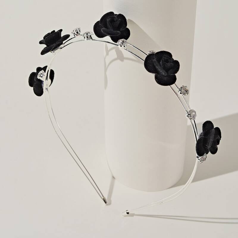 

1pc Floral Decor Headband, Black