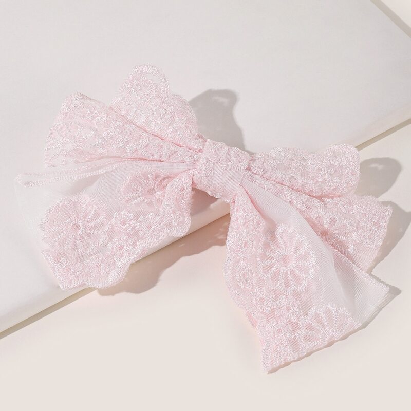 

Lace Bow Hair Clip, Pink