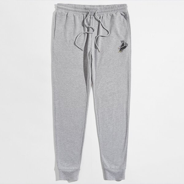

Men Drawstring Waist Sweatpants, Light grey
