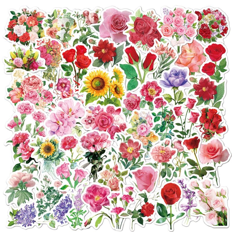 

50pcs Floral Pattern Sticker, Multicolor