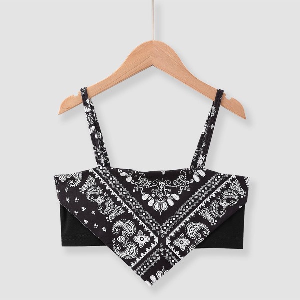 

Girls Paisley Scarf Print Cami Top, Black
