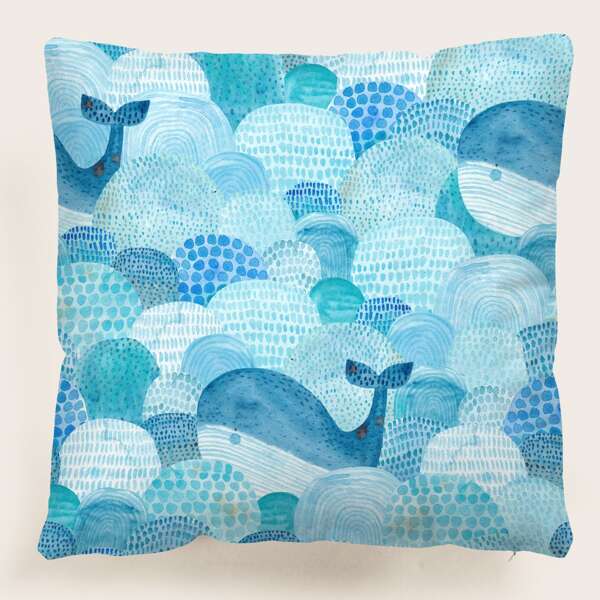 

Whale Print Cushion Cover Without Filler, Multicolor