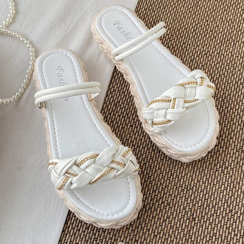 

Braided Open Toe Sandals, White