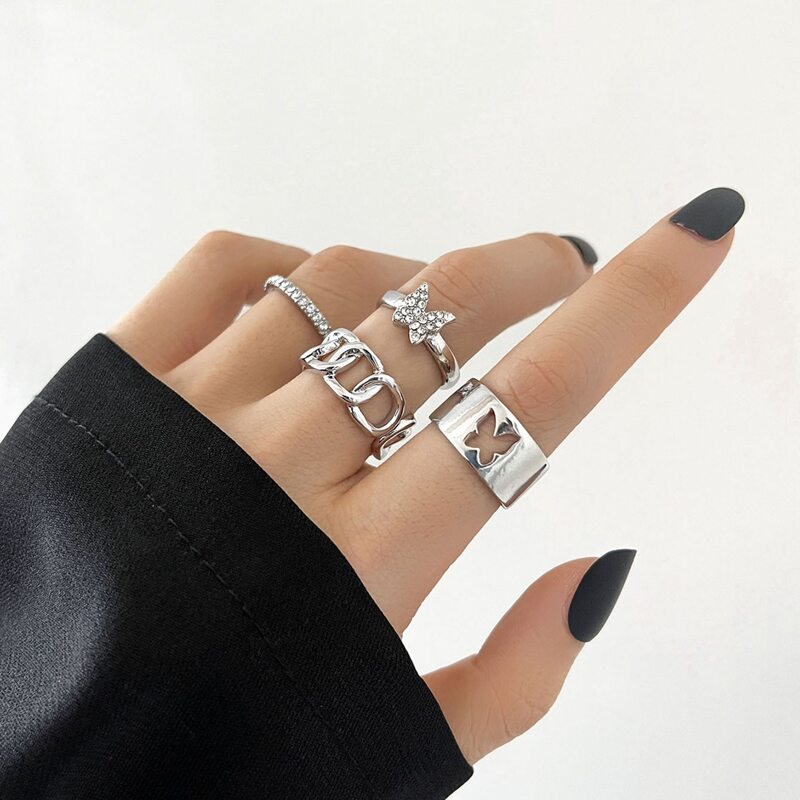 

4pcs Butterfly Ring, Silver