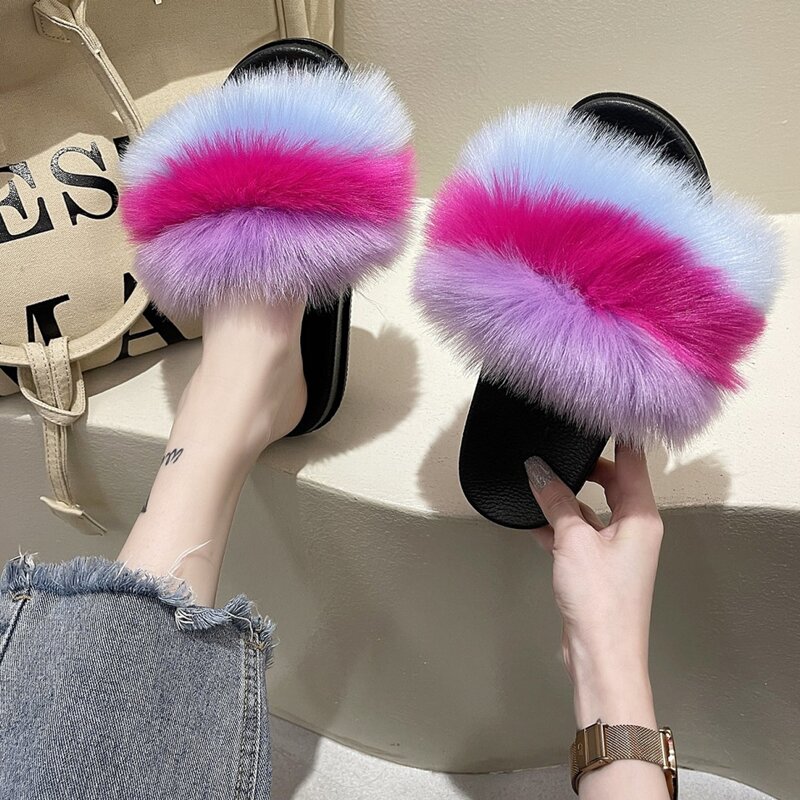 

Fluffy Open Toe Sandals, Hot pink