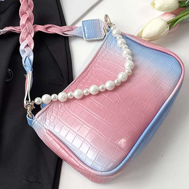 

Croc Embossed Shoulder Bag, Pink