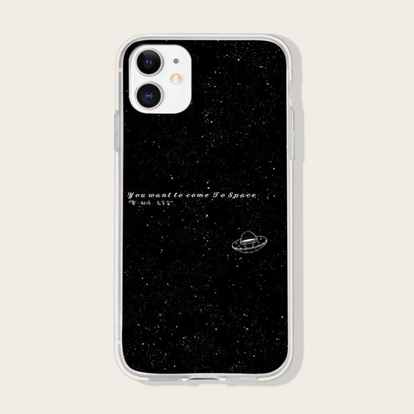 

UFO Pattern Phone Case, Black