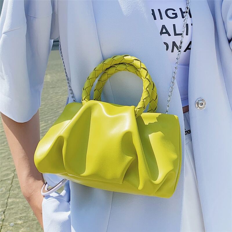 

Ruched Satchel Bag, Green