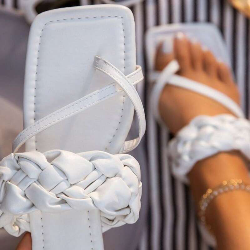 

Toe Thong Slide Sandals, White