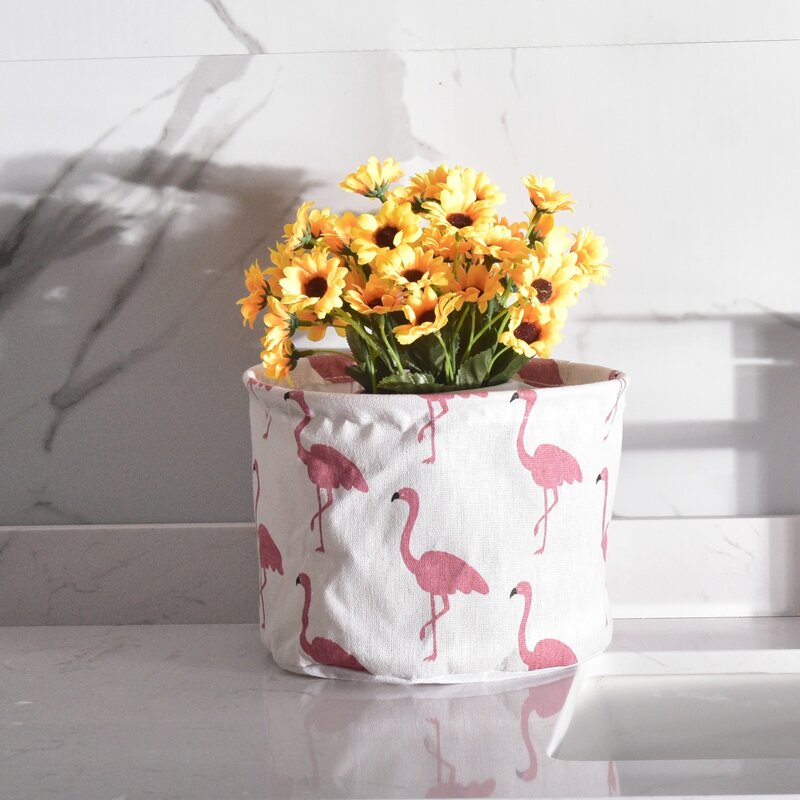 

Flamingo Print Storage Basket, White
