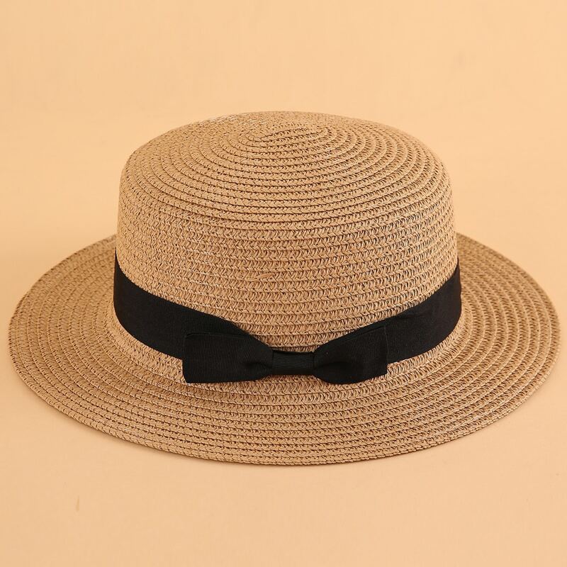 

Bow Decor Straw Hat, Khaki