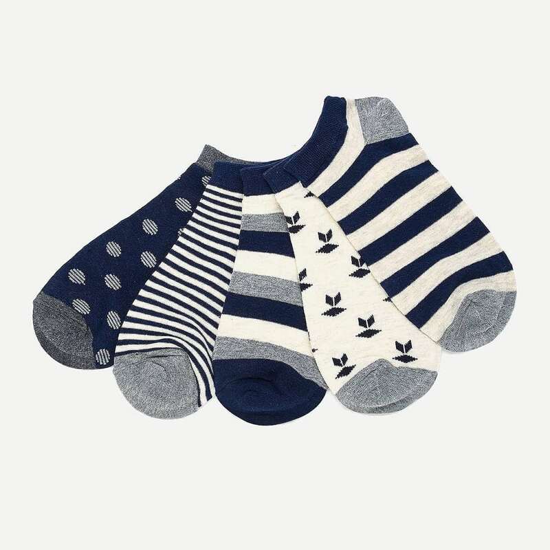 

Guys 5pairs Striped Ankle Socks, Multicolor