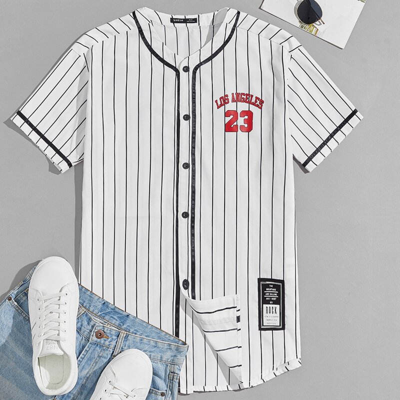 

Guys Striped Letter Graphic Shirt, White