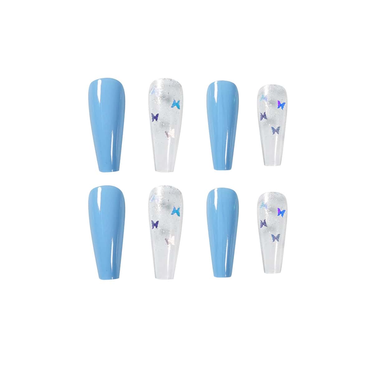 

24pcs Butterfly Fake Nail, Baby blue