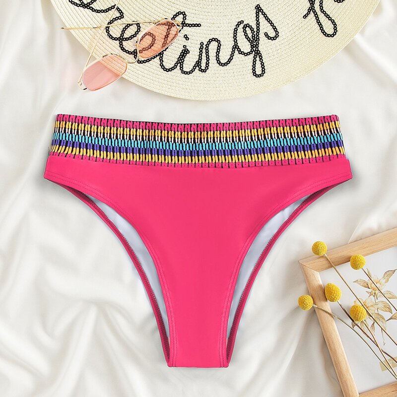

Contrast Trim High Waisted Bikini Panty, Pink
