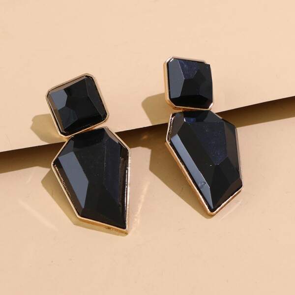 

Geometric Drop Earrings, Black