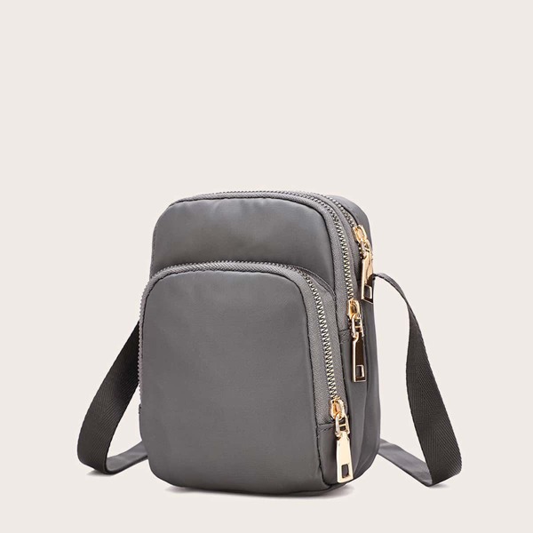 

Minimalist Zipper Up Crossbody Bag, Grey