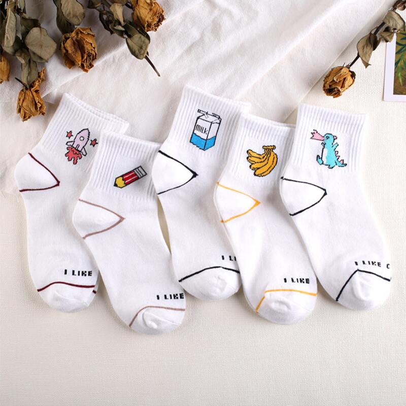 

5pairs Cartoon Crew Socks, Multicolor
