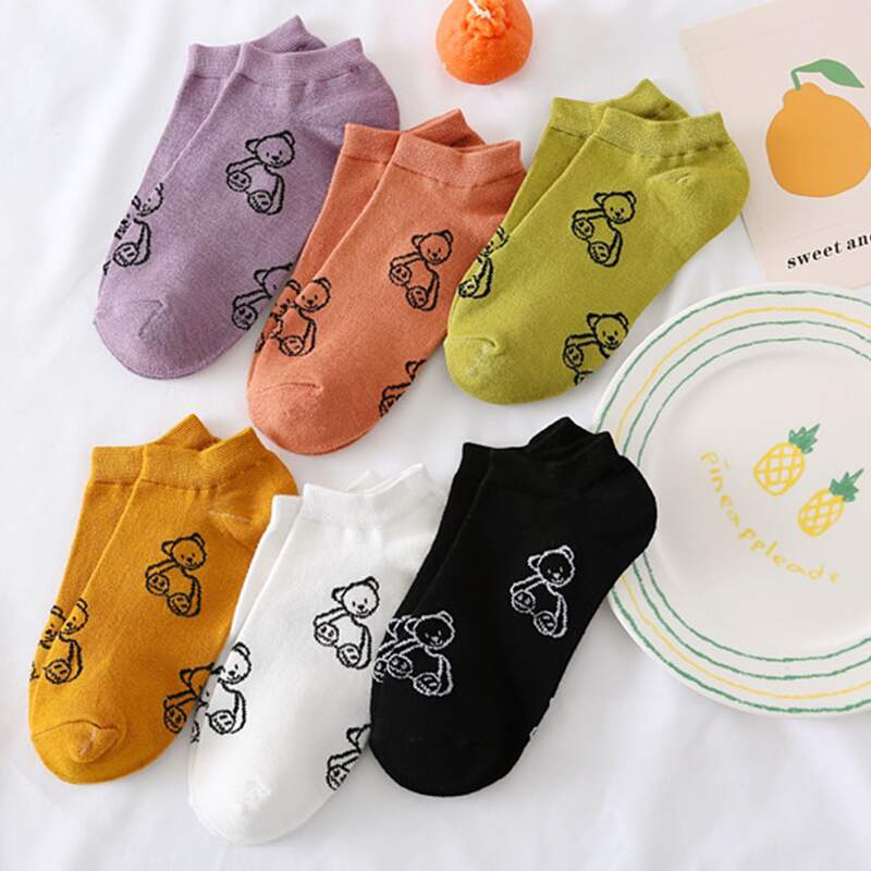 

6pairs Cartoon Ankle Socks, Multicolor