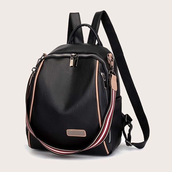 

Zipper Front Functional Backpack, Black
