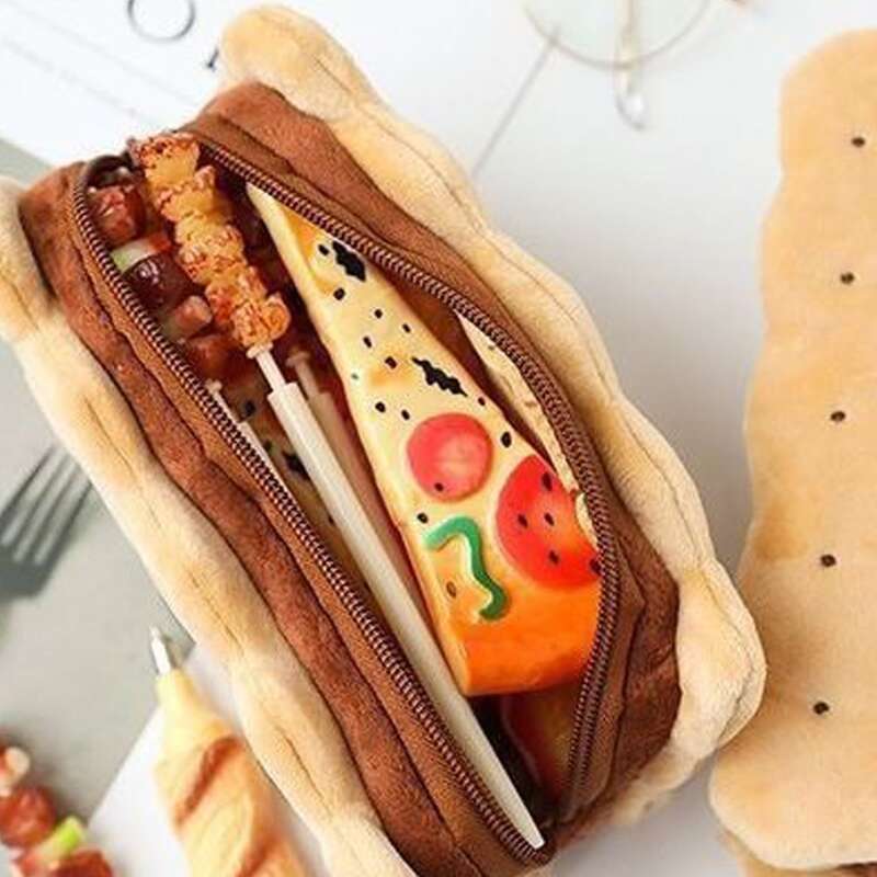 

1pc Cartoon Biscuit Design Pencil Case, Coffee brown